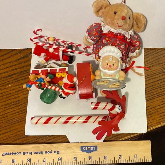 Ornament Bundle Lot Candy Cane Avon Mouse Gingerbread 1990 Elves Santa SeeSaw - Picture 9 of 10